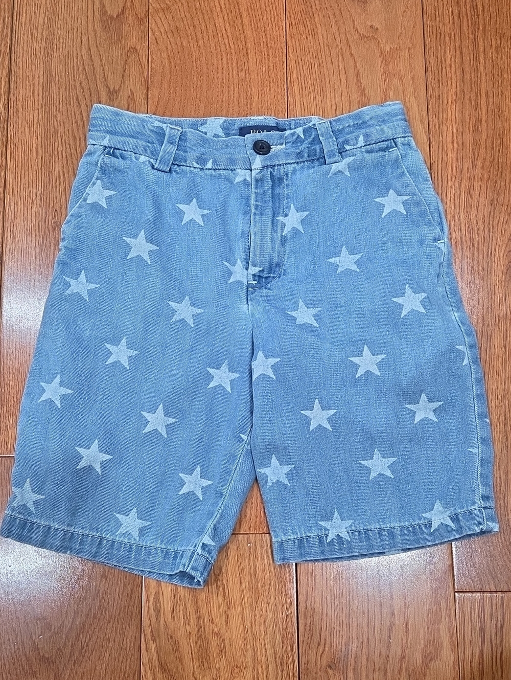 Boy's Blue Star-Print Rustic Look Denim/Jean Shorts
